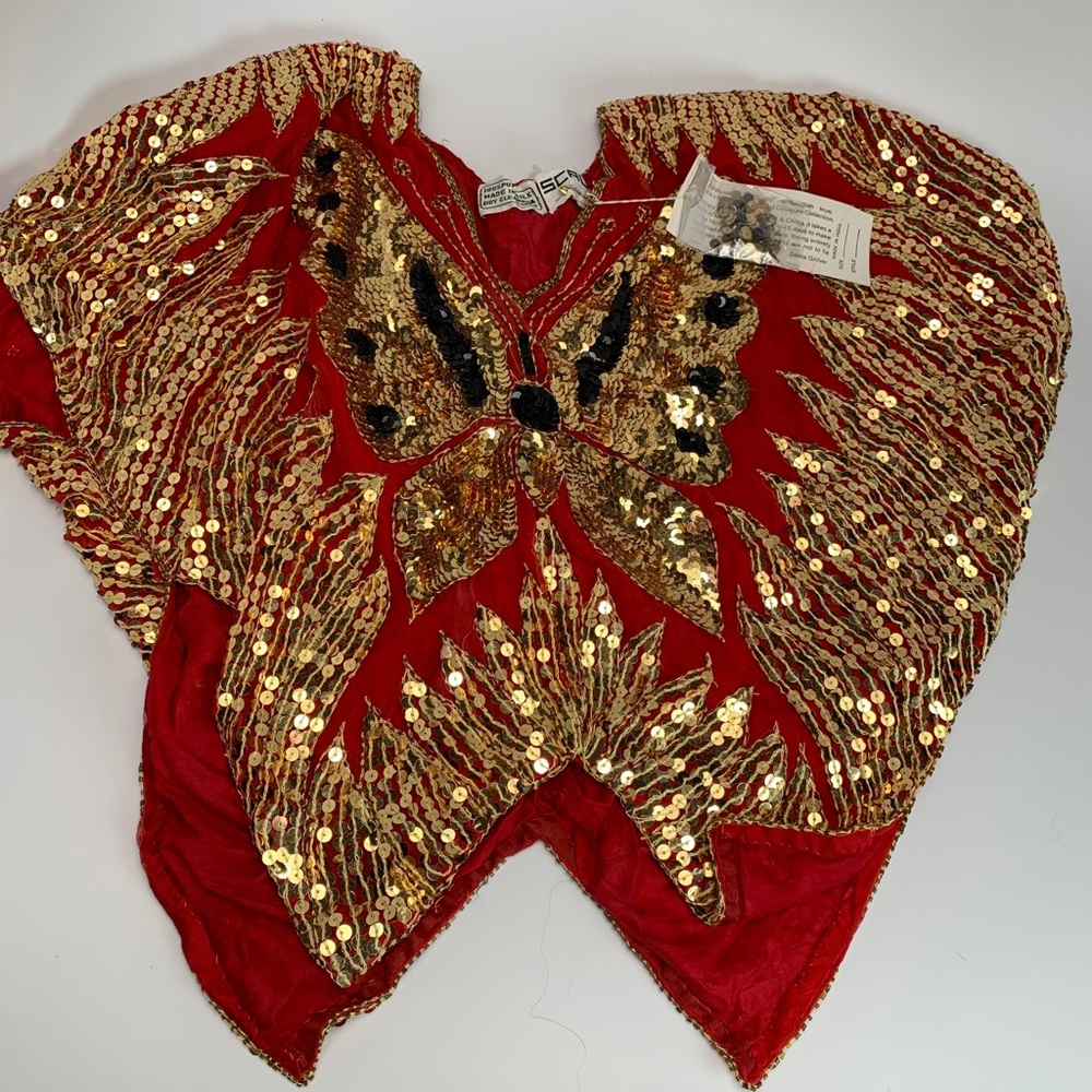 100% Silk Vintage Butterfly Top